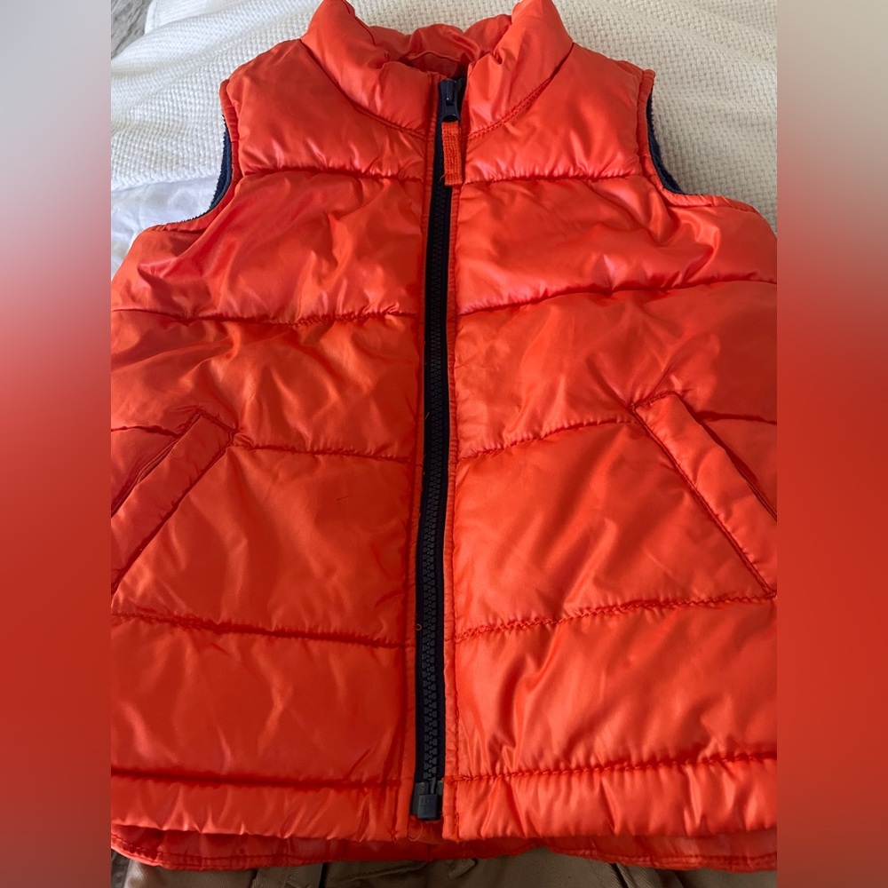 Old Navy Orange Puffer Vest with Bonus Hanes Sweatshirt